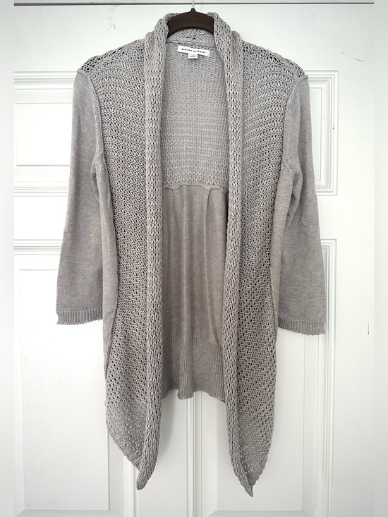 Banana Republic Sweaters - Banana Republic 100% Cotton Gray Mesh Knit Cardigan Altered 3/4 Sleeve Size S